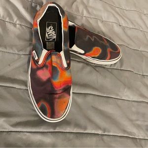 Multi colored slip on vans